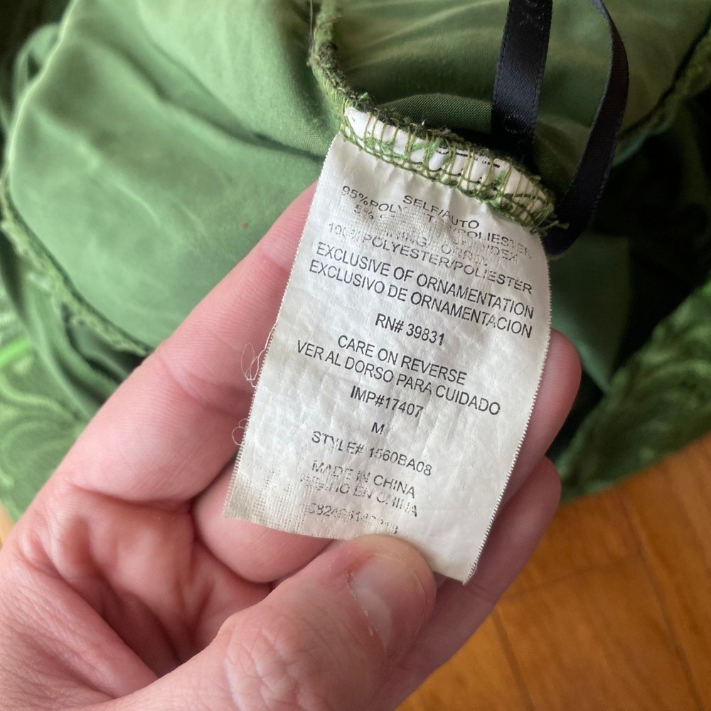 Vintage Y2K XOXO Green Lace Satin Bustier Cami Tank Top M McBling Indie Sleeze - Picture 9 of 13